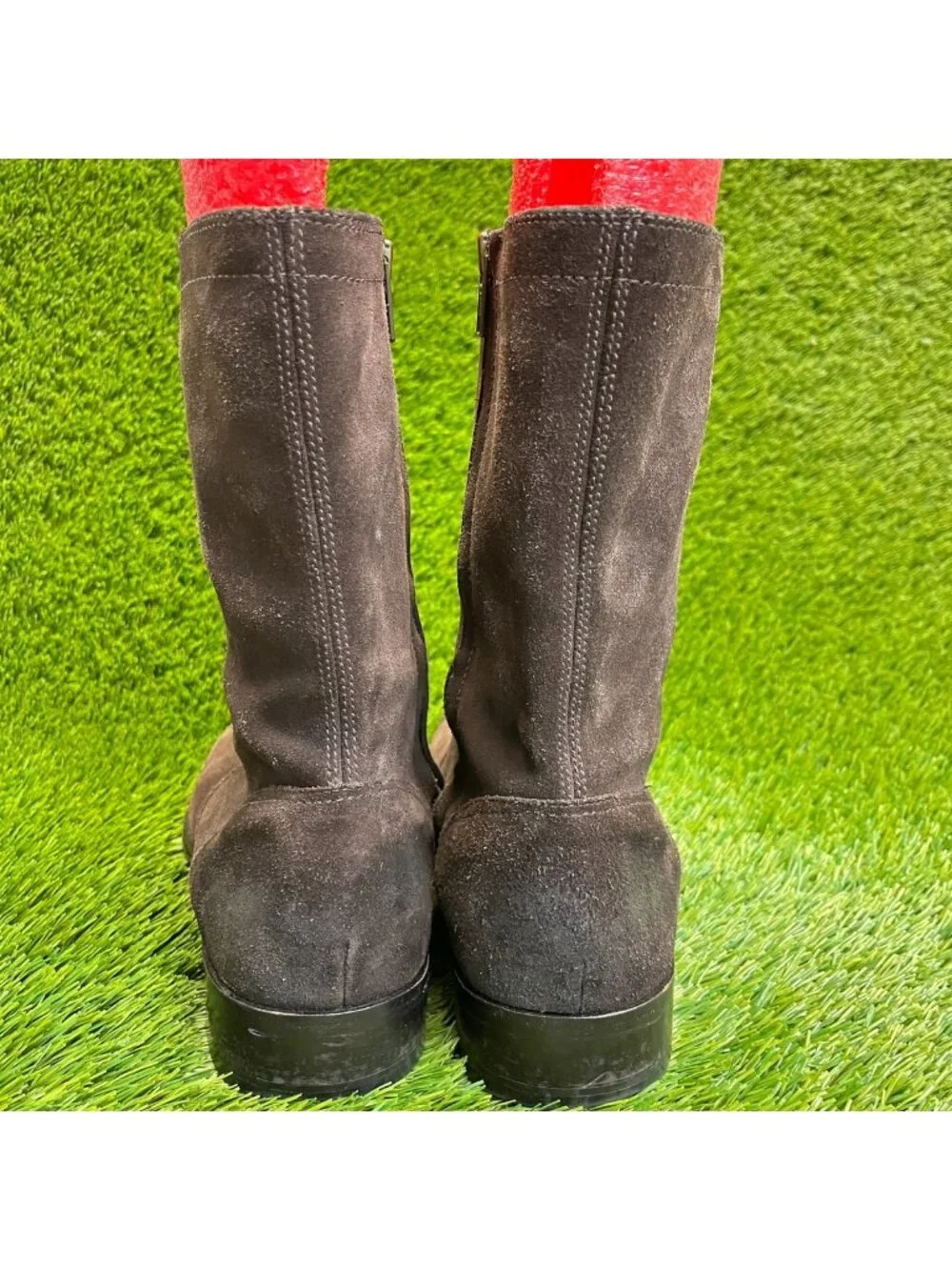Cole Haan Mens Size 11.5 Chocolate Brown Classic Outdoor Suede Zip Up Boots